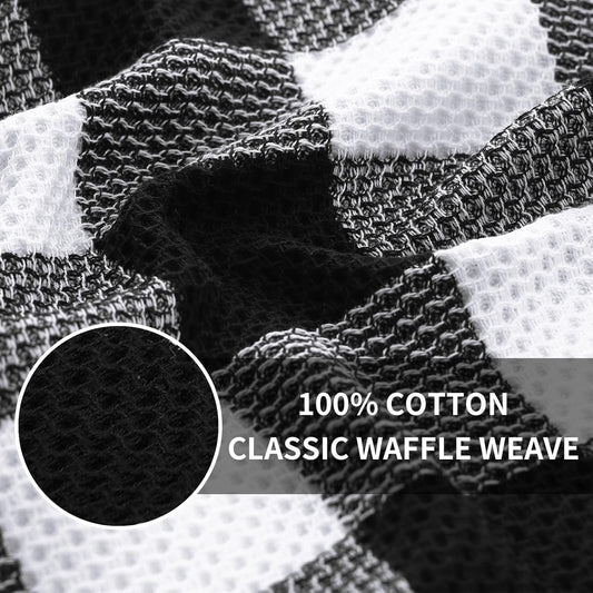 Homaxy 100% Cotton Dish Cloths, 8 Pack - 12 x 12 Inches, Black and Kitchen Towels and Dishcloths Set, 12 x 12 V1258-DP02-F-158