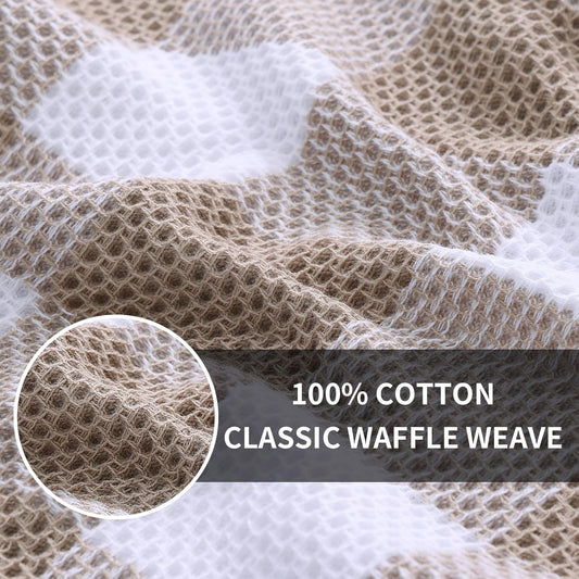Homaxy 100% Cotton Waffle Weave Check Plaid Kitchen Towels, 13 x 28 Inches, 4-Pack, White & Black and Kitchen V1258-DP02-F-159