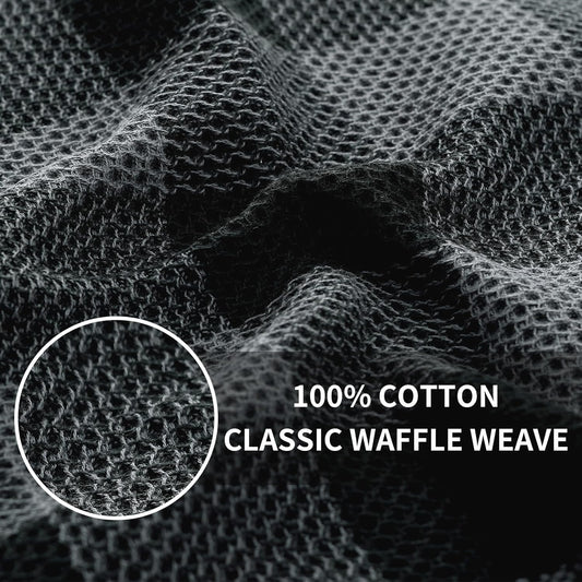 Homaxy 100% Cotton Waffle Weave Check Plaid Kitchen Towels, 13 x 28 Inches, 4-Pack, White & Black and Kitchen V1258-DP02-F-160