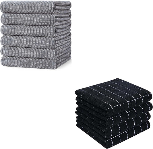 Homaxy Kitchen Towels Set, 18 x 28 Inches and 13 x 28 inches, Set of 10 Bulk Cotton Kitchen Towels Set, Ultra V1258-DP02-F-177