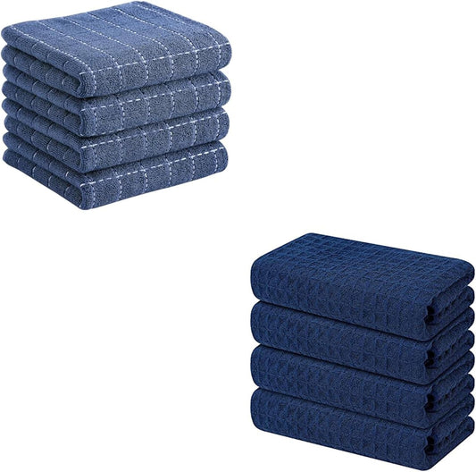 Homaxy Kitchen Towels Set, 16 x 28 Inches and 13 x 28 inches, Set of 8 Bulk Cotton Kitchen Towels Set, Ultra V1258-DP02-F-185