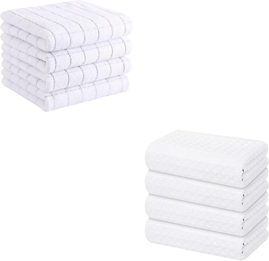 Homaxy Kitchen Towels, 16 x 28 Inches and 13 x 28 Inches, Set of 8 Bulk Cotton Kitchen Towels Set, Ultra Soft V1258-DP02-F-186
