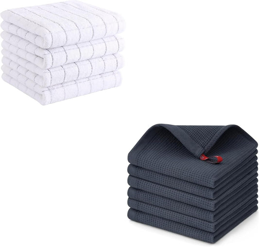 Homaxy Kitchen Towels and Dishcloths Set, 12 x 12 Inches and 13 x 28 inches, Set of 10 Bulk Cotton Kitchen V1258-DP02-F-189
