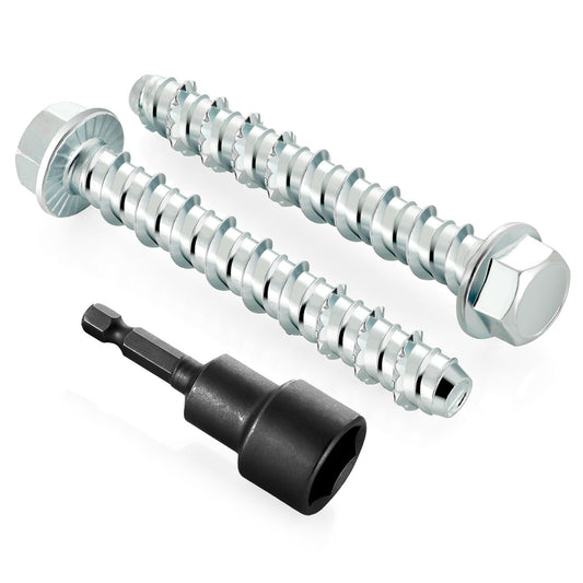 3/8" x 2-1/2" Concrete Screws, Zinc Plated Large Diameter Concrete Screw for Anchoring to Masonry, Concrete, V1258-DP02-F-204