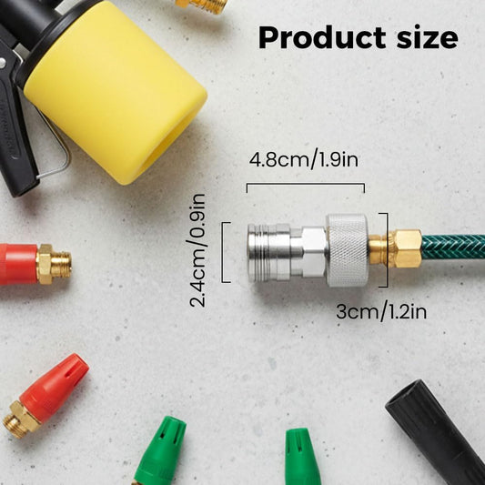 Garden Hose to Mini Power Washer Adapter-3/4 GHT to 1/4", Whit 5 Nozzle Set, Convert Water Hose to Power V1258-DP02-F-21