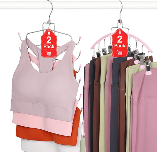 TOPIA HANGER 4 Pack Gym Clothes Organizer, 2 Pack Tank Top Hangers with 2 Pack Leggings Hangers Space Saving V1258-DP02-F-215