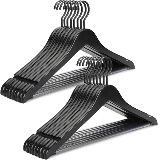 TOPIA HANGER Premium Wooden Hangers, Luxury Boutique Wood Hangers with Extra Thick Hook and Non Slip Pants V1258-DP02-F-225
