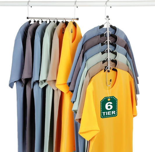 TOPIA HANGER Clothes Hanger Space Saving, 6 Tier Shirt Coat Hangers Space Saving No Bump Shoulder Hangers V1258-DP02-F-230