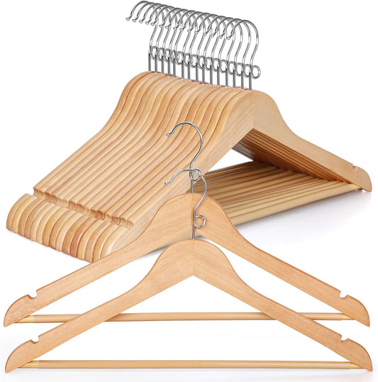 TOPIA HANGER Wooden Hangers 30 Pack, Space Saving Coat Hanger with 360 degrees Swivel Cascading Ring Hook, V1258-DP02-F-239