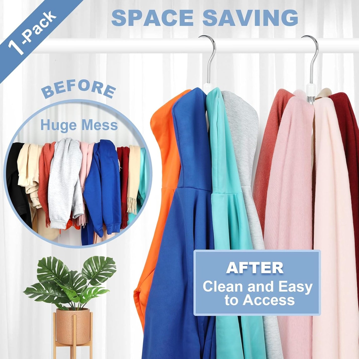 TOPIA HANGER Over The Door Hooks for Hanging, Hoodie Hangers V1258-DP02-F-241