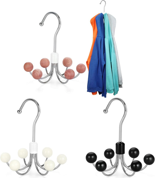 TOPIA HANGER Hoodie Hanger with 6 WOD Balls, 360 degreesSwivel Purse Rack, Scarf Hangers, Closet Hooks, V1258-DP02-F-242