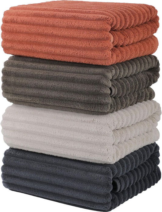 Luxury 4-Piece Quick-Dry Bath Towel Set 27.5X 55 Inches - Ultra Soft Microfiber for Bathroom, Bar, Pool, Gym V1258-DP02-F-244