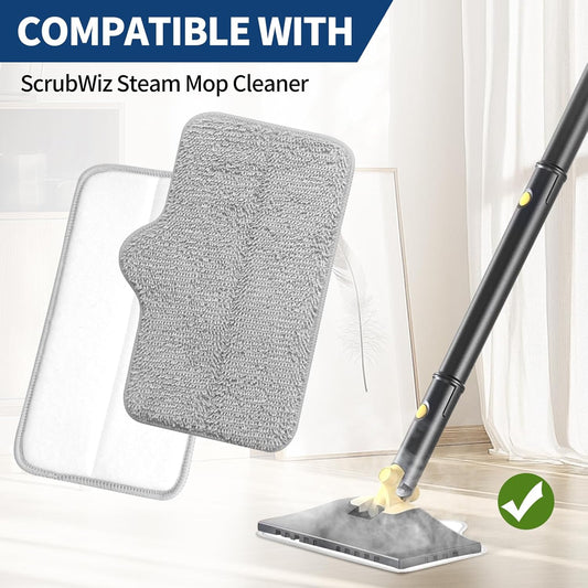 Steam Mop Pads Compatible with ScrubWiz & LABIGO Steam Mop Cleaner - Washable and Reusable Microfiber V1258-DP02-F-247