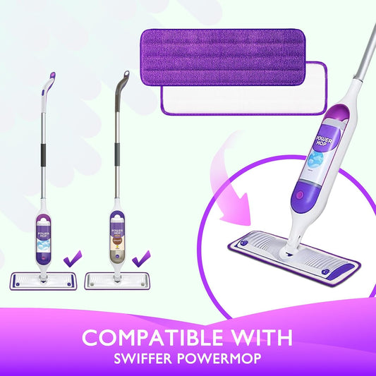 Reusable Power Mop Refills Pads Compatible with Swiffer PowerMop Mop 4 Pack & Reusable Wet Pads Refill V1258-DP02-F-248