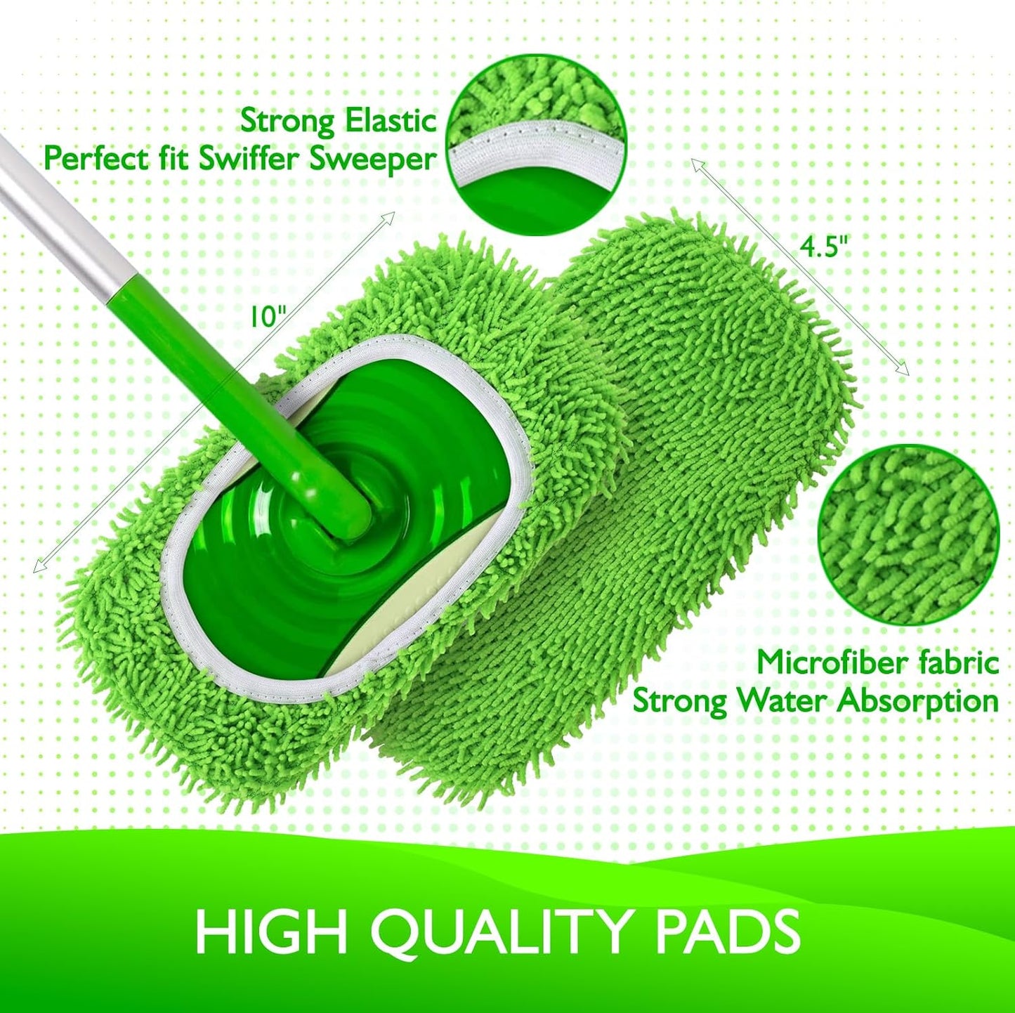 Reusable Microfiber Mop Pads Compatible with Swiffer Sweeper- 4 Pack & 2 Pack Dry & Wet XL Pads (Mop is not V1258-DP02-F-250