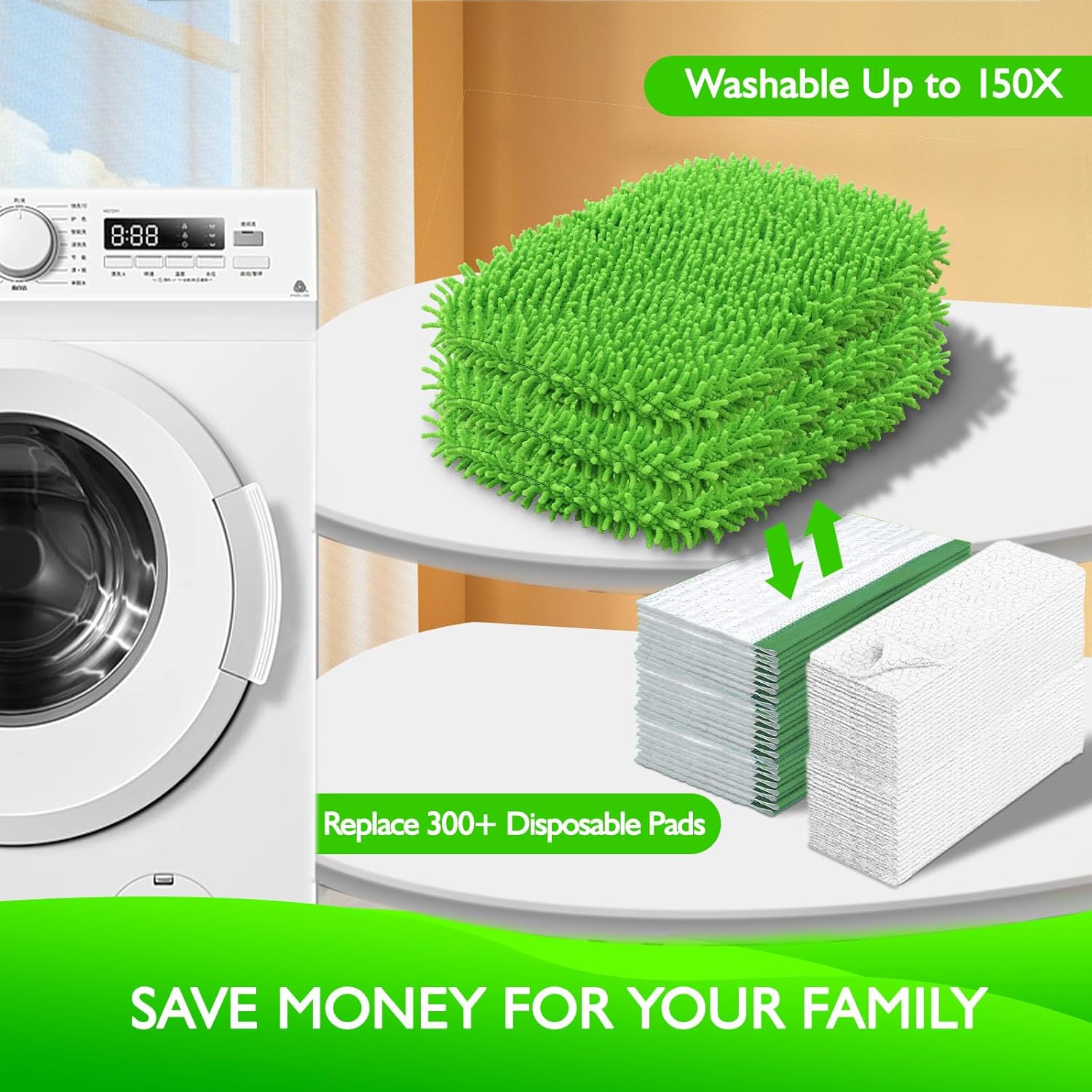Reusable Microfiber Mop Pads Compatible with Swiffer Sweeper- 4 Pack & 2 Pack Dry & Wet XL Pads (Mop is not V1258-DP02-F-250