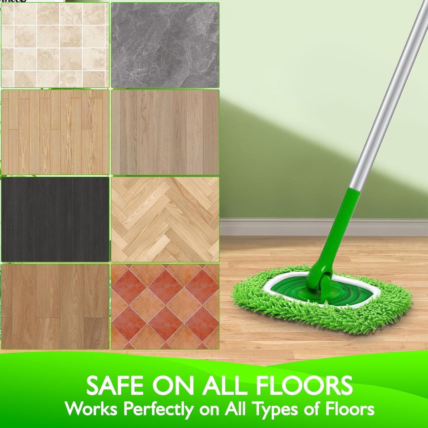 Reusable Microfiber Mop Pads Compatible with Swiffer Sweeper- 4 Pack & 2 Pack Dry & Wet XL Pads (Mop is not V1258-DP02-F-250