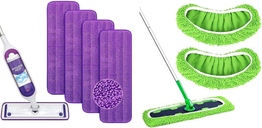 Reusable Power Mop Refills Pads Compatible with Swiffer PowerMop Mop 4 Pack & 2 Pack Dry & Wet XL Pads V1258-DP02-F-251
