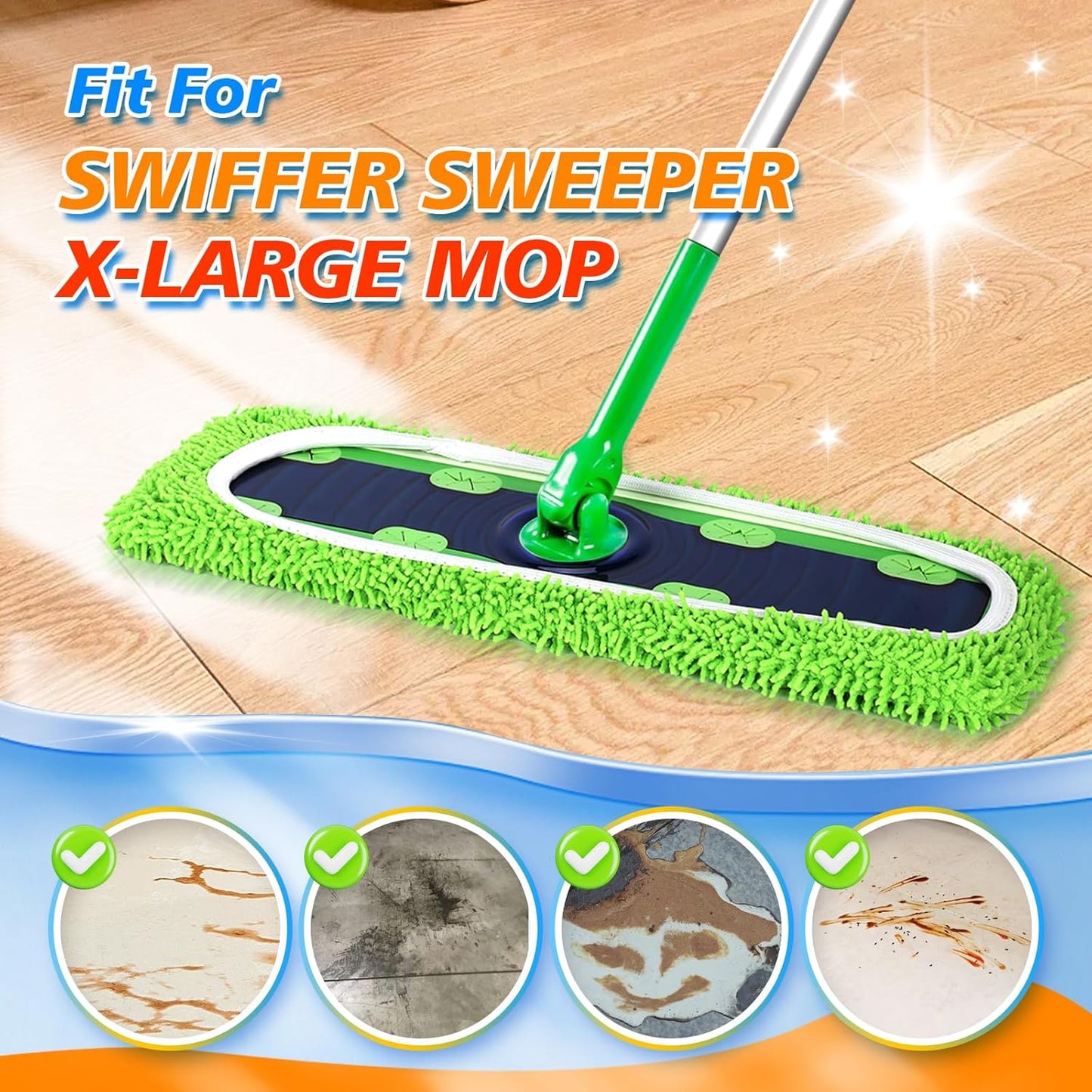 Reusable Power Mop Refills Pads Compatible with Swiffer PowerMop Mop 4 Pack & 2 Pack Dry & Wet XL Pads V1258-DP02-F-251