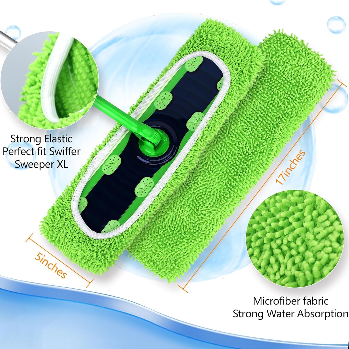 Reusable Power Mop Refills Pads Compatible with Swiffer PowerMop Mop 4 Pack & 2 Pack Dry & Wet XL Pads V1258-DP02-F-251