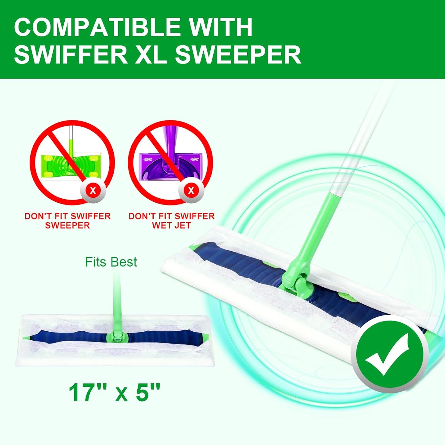 30 Count Disposable XL Dry Sweeping Cloths + 2 Pack Reusable Microfiber Mop Pads for Swiffer Sweeper XL Mop V1258-DP02-F-252