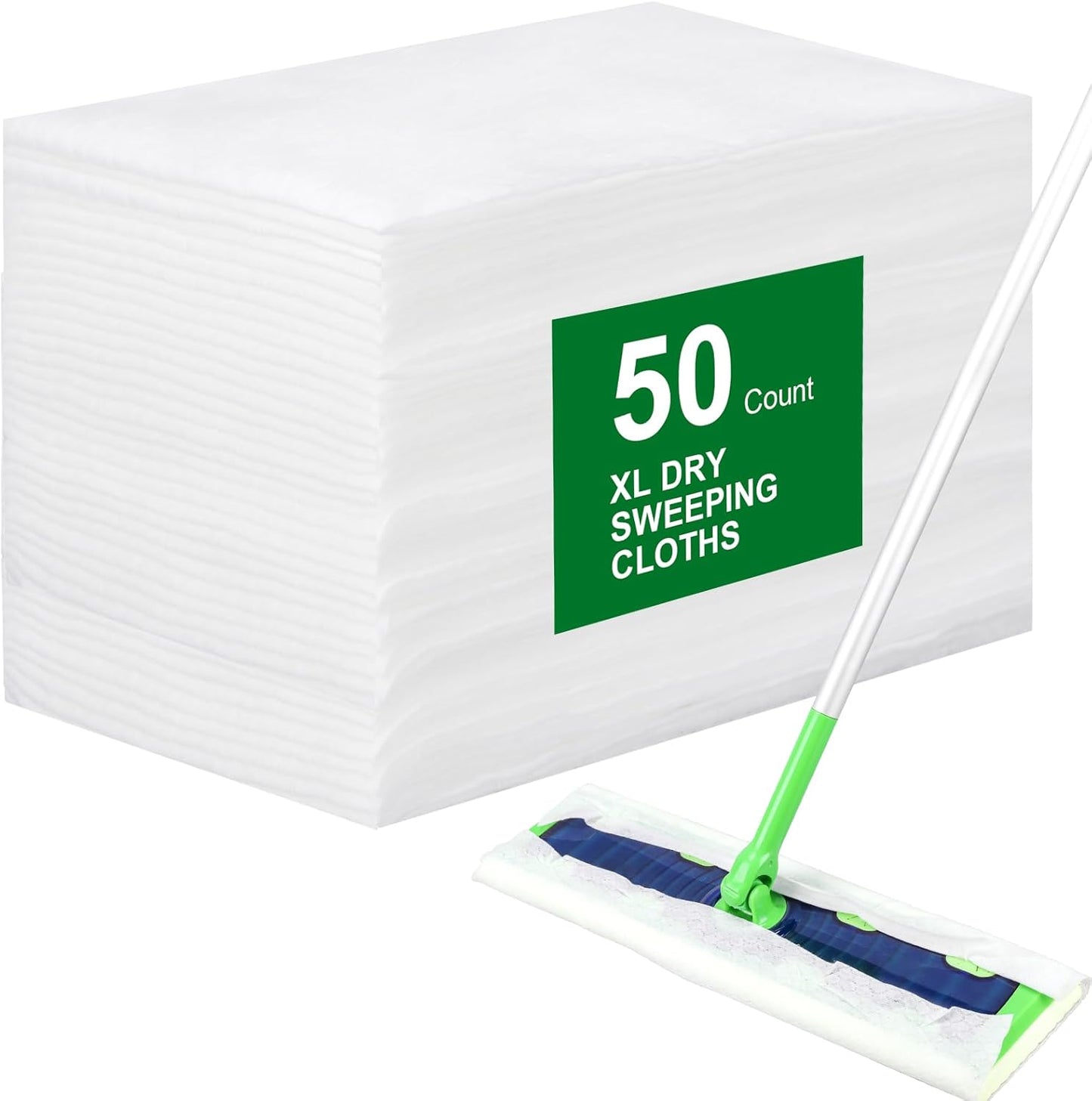 50 Count Disposable XL Dry Sweeping Cloths + 4 Pack Reusable Microfiber Mop Pads for Swiffer Sweeper XL Mop V1258-DP02-F-253