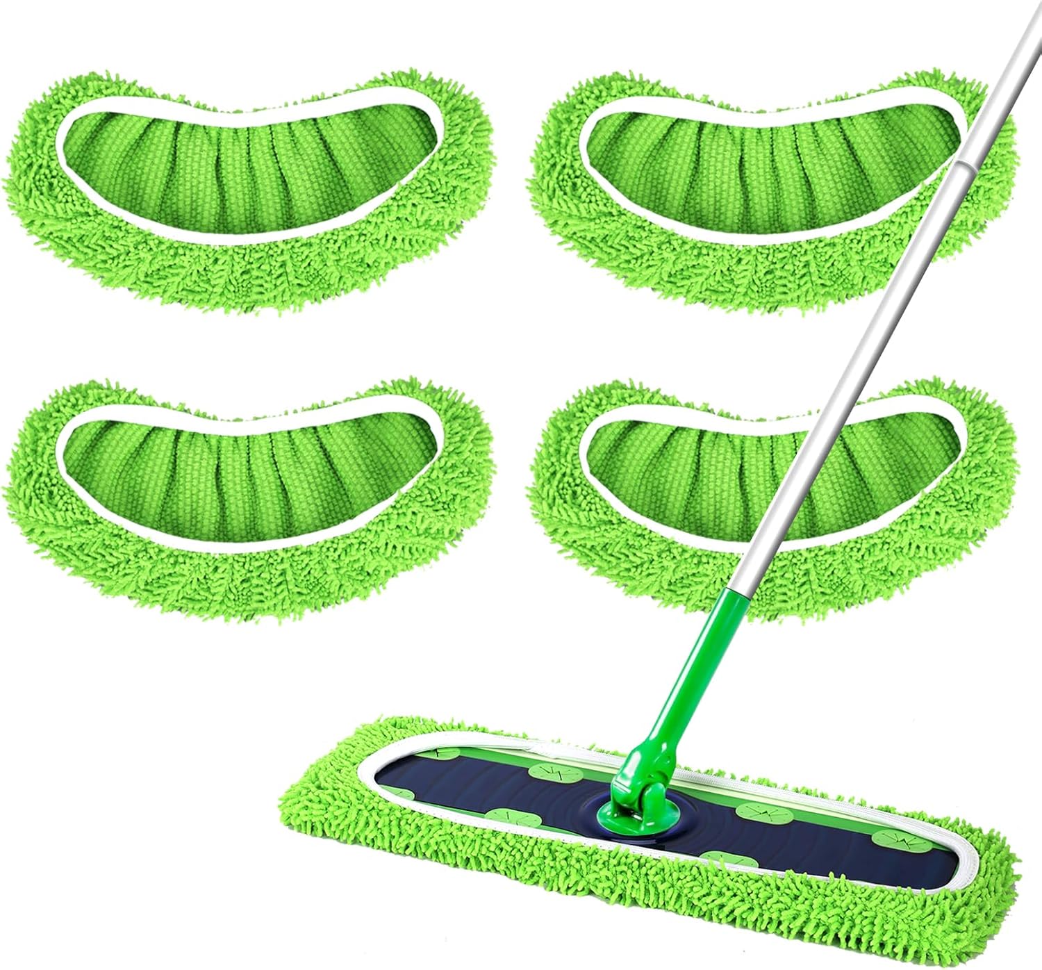 50 Count Disposable XL Dry Sweeping Cloths + 4 Pack Reusable Microfiber Mop Pads for Swiffer Sweeper XL Mop V1258-DP02-F-253