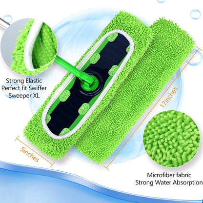 50 Count Disposable XL Dry Sweeping Cloths + 4 Pack Reusable Microfiber Mop Pads for Swiffer Sweeper XL Mop V1258-DP02-F-253