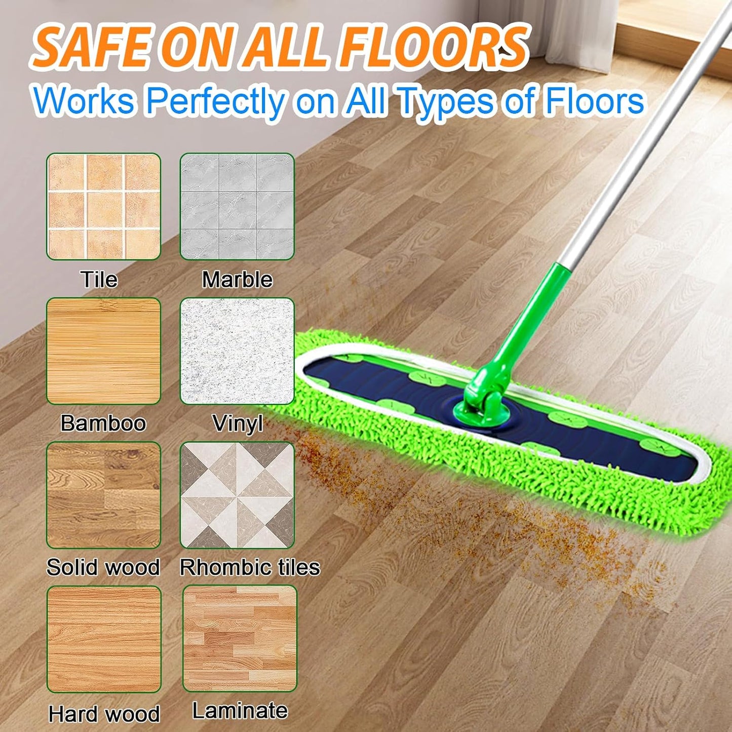 50 Count Disposable XL Dry Sweeping Cloths + 4 Pack Reusable Microfiber Mop Pads for Swiffer Sweeper XL Mop V1258-DP02-F-253