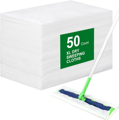 50 Count Disposable XL Dry Sweeping Cloths + 6 Pack Reusable Microfiber Mop Pads for Swiffer Sweeper XL Mop V1258-DP02-F-254