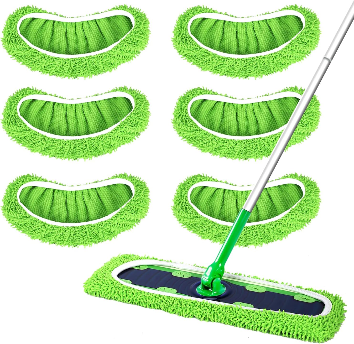 50 Count Disposable XL Dry Sweeping Cloths + 6 Pack Reusable Microfiber Mop Pads for Swiffer Sweeper XL Mop V1258-DP02-F-254