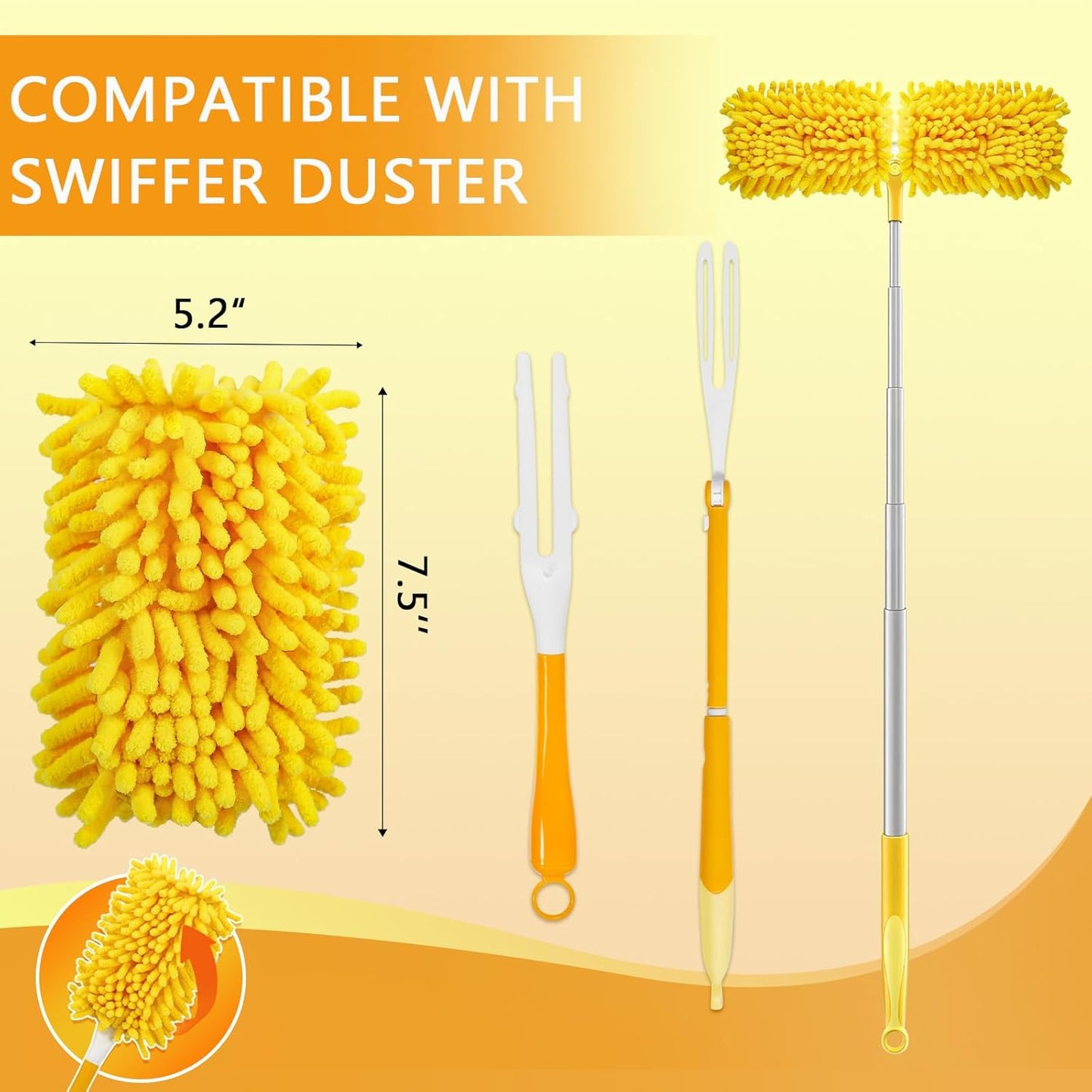 6+6 Reusable Duster Refill Compatible with Swiffer Hand Duster - 360 Heavy Duty Dusters Refills - Microfiber V1258-DP02-F-256