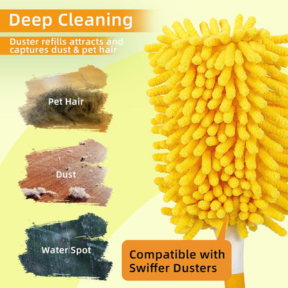 6+6 Reusable Duster Refill Compatible with Swiffer Hand Duster - 360 Heavy Duty Dusters Refills - Microfiber V1258-DP02-F-256