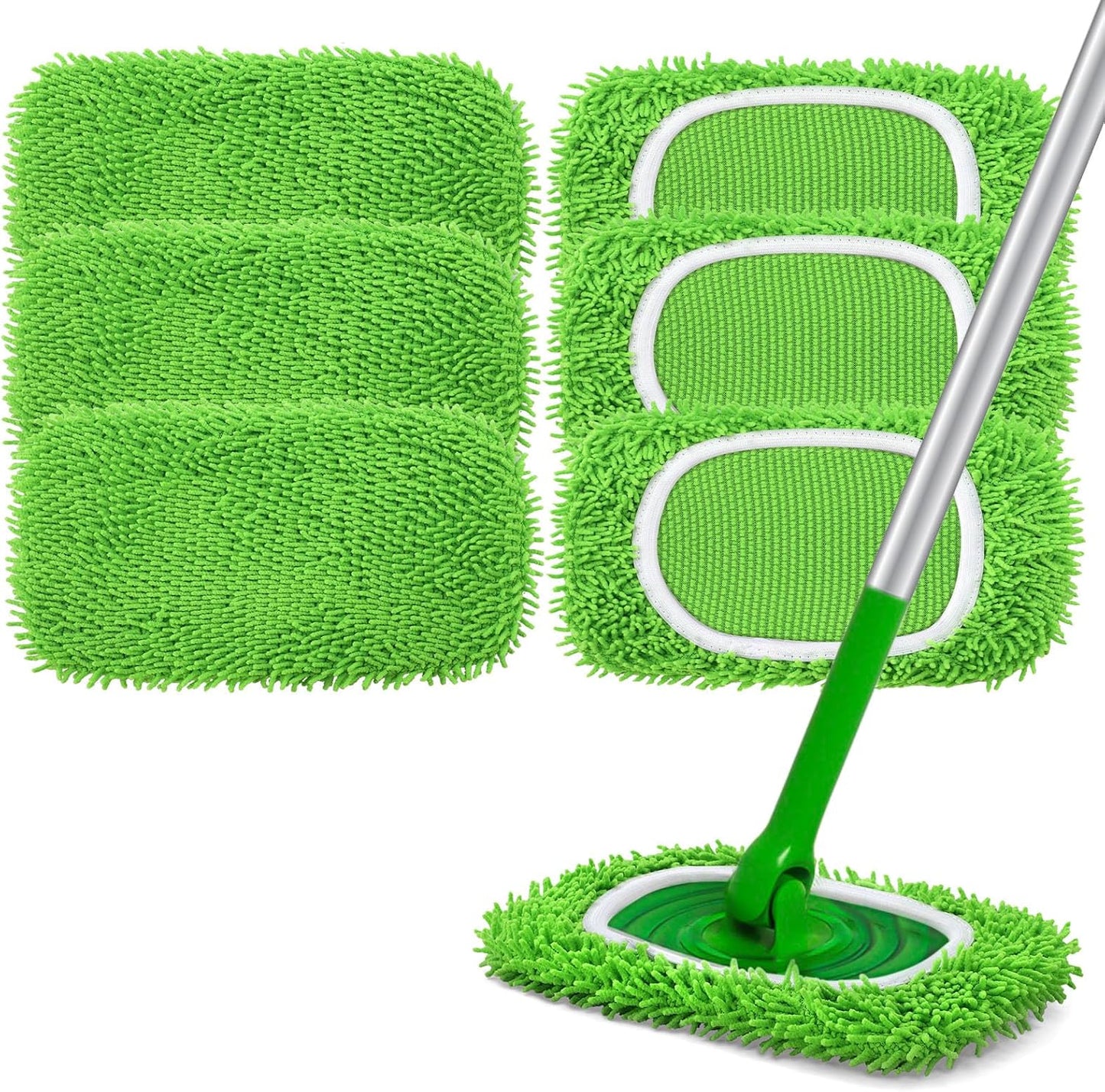 4 Pack Reusable Duster Refill for Swiffer Hand Duster & 6 Pack Reusable Microfiber Mop Pads for Swiffer V1258-DP02-F-259