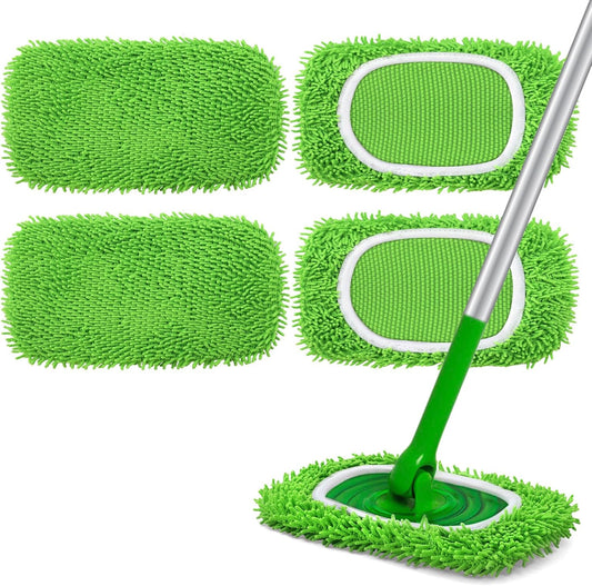 4+6 Pack Reusable Microfiber Mop Pads Compatible with Swiffer Sweeper- Dry Sweeping Cloths & Wet Mopping V1258-DP02-F-260