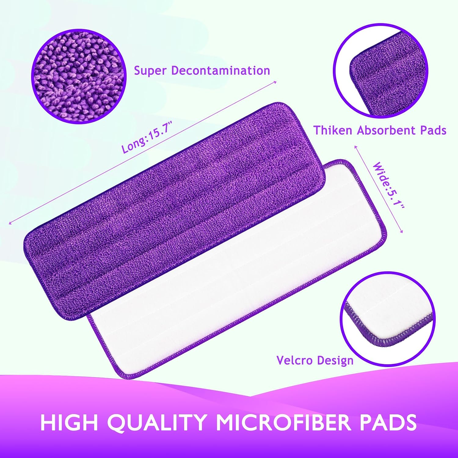 Reusable Power Mop Refills Pads Compatible with Swiffer PowerMop Mop - Power Mop Pads Refill - Washable V1258-DP02-F-262