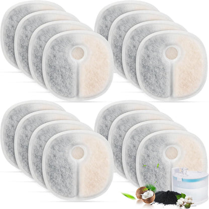 Filter Replacements Compatible with E1/E1+ Cat Fountain (2L/67oz), 16 Pack refills of 1 Year Set for Pet V1258-DP02-F-264