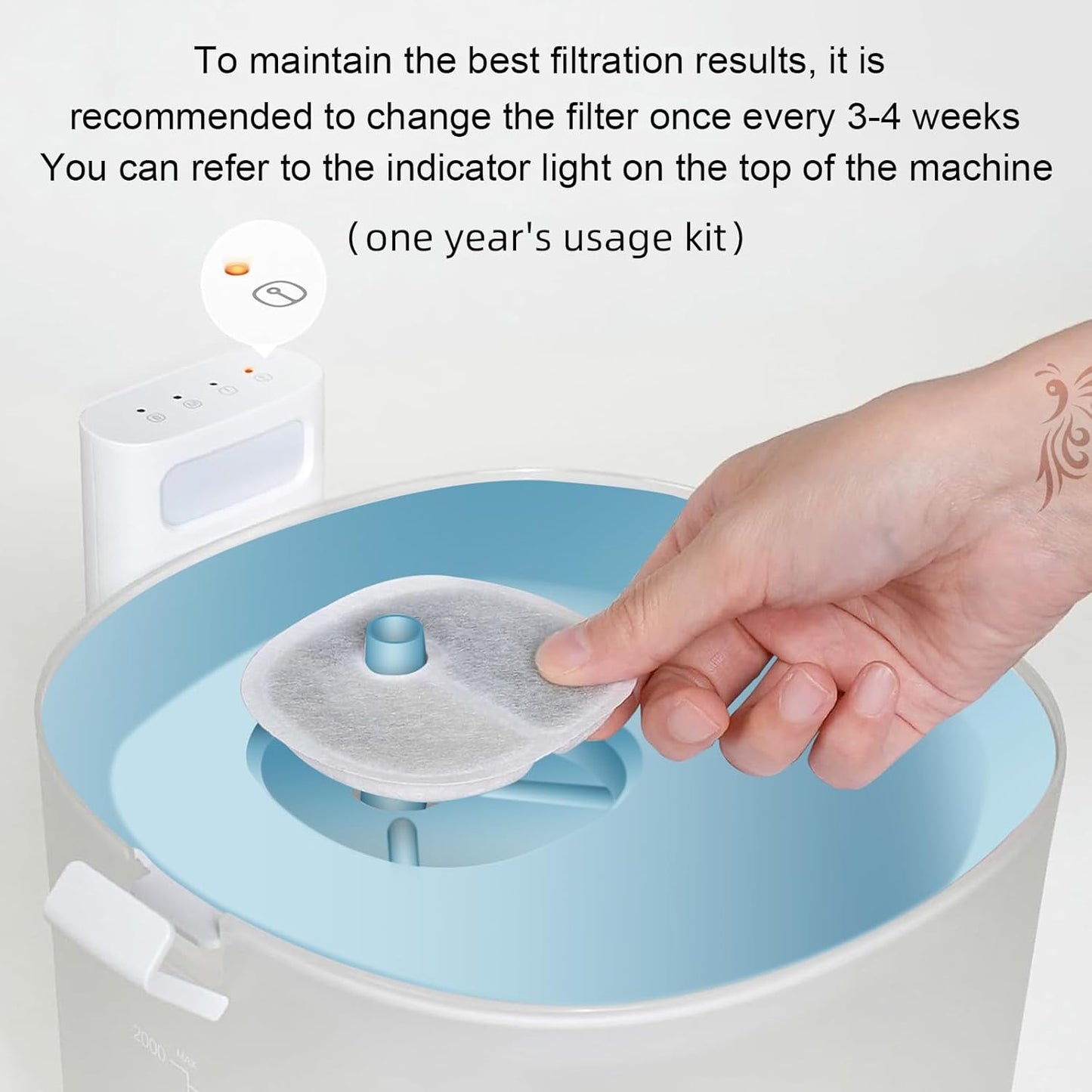 Filter Replacements Compatible with E1/E1+ Cat Fountain (2L/67oz), 16 Pack refills of 1 Year Set for Pet V1258-DP02-F-264
