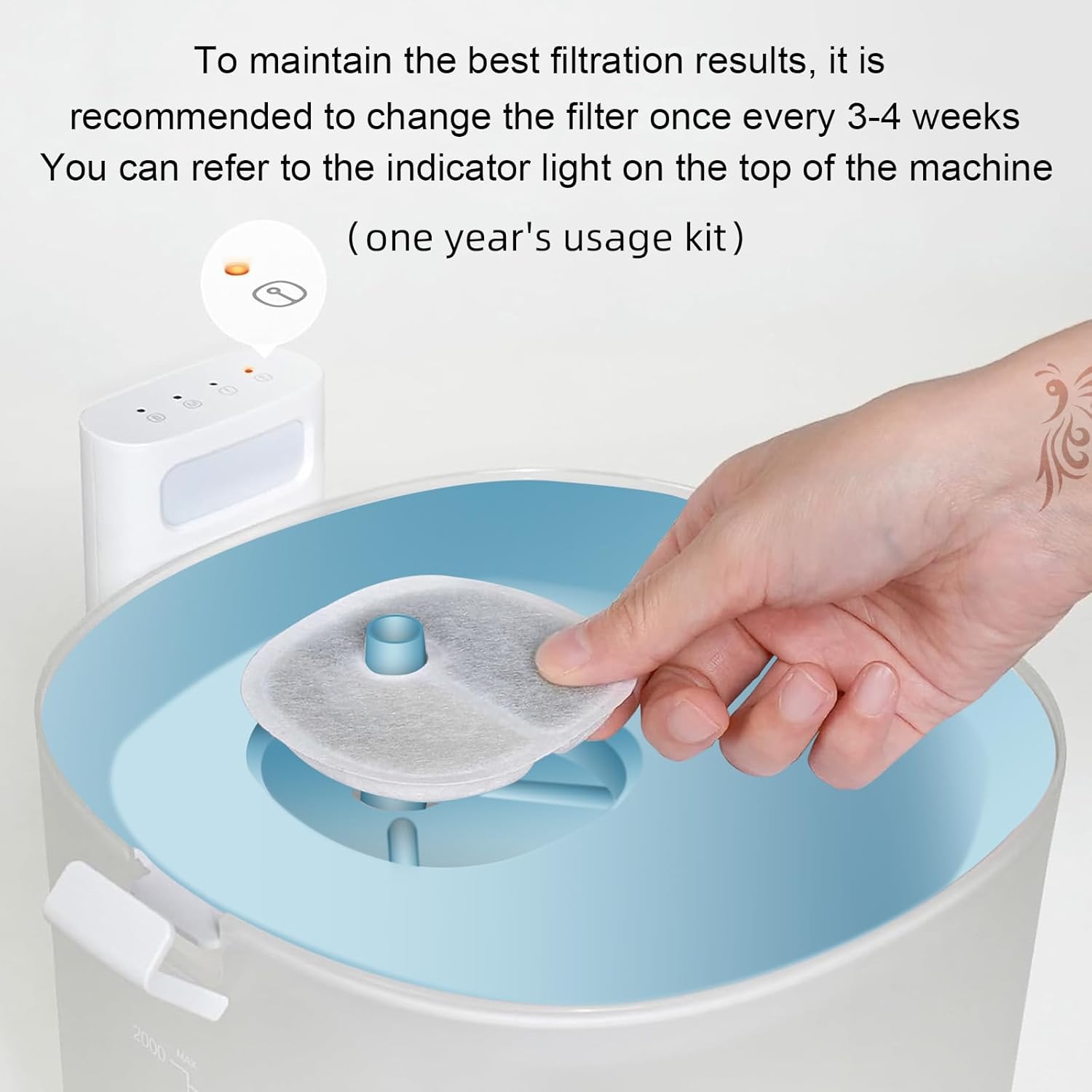 Filter Replacements Compatible with E1/E1+ Cat Fountain (2L/67oz), 16 Pack refills of 1 Year Set for Pet V1258-DP02-F-264