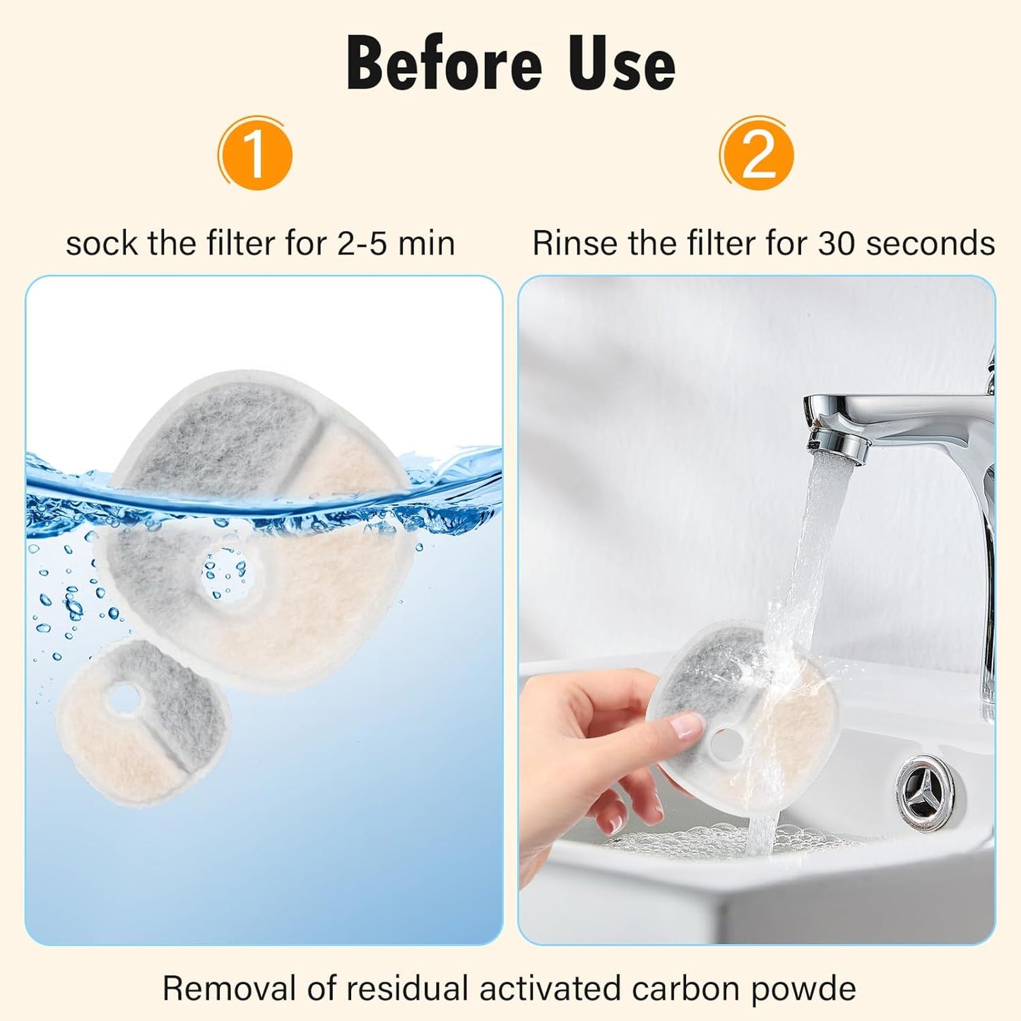 Filter Replacements Compatible with E1/E1+ Cat Fountain (2L/67oz), 16 Pack refills of 1 Year Set for Pet V1258-DP02-F-264