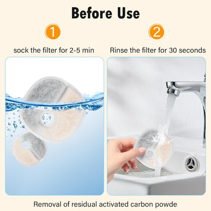 Filter Replacements Compatible with E1/E1+ Cat Fountain (2L/67oz), 16 Pack refills of 1 Year Set for Pet V1258-DP02-F-264