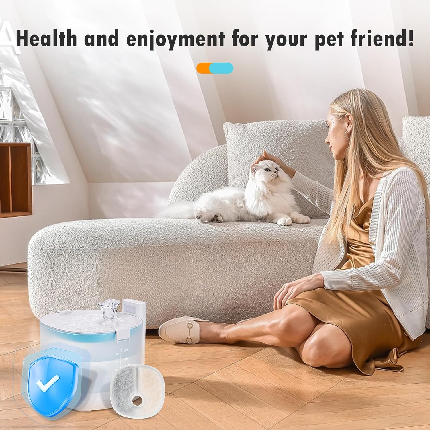 Filter Replacements Compatible with E1/E1+ Cat Fountain (2L/67oz), 16 Pack refills of 1 Year Set for Pet V1258-DP02-F-264