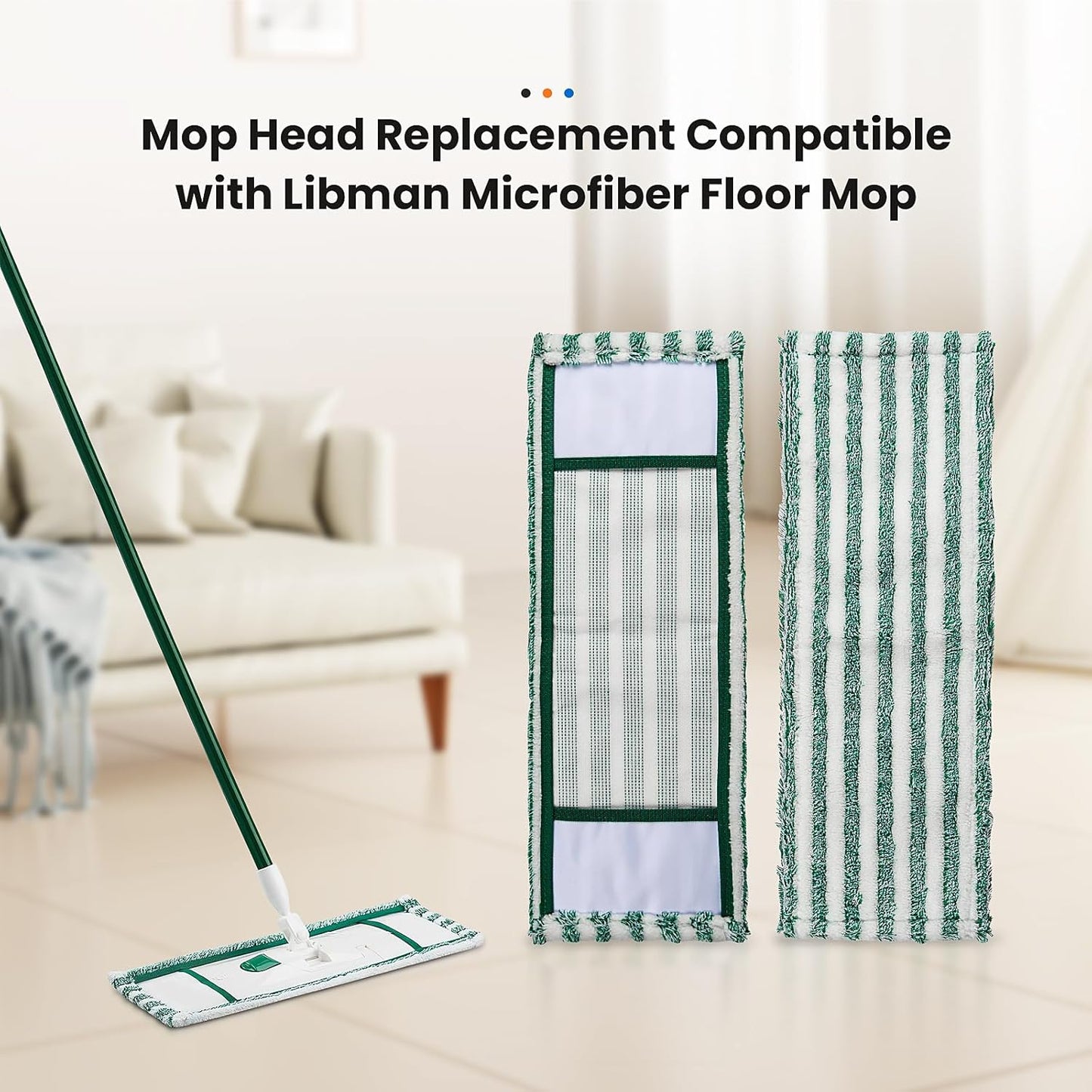 4 Pack Microfiber Mop Heads for Libman Microfiber Floor Mop, Mop Pads Refills for Libman Mop Head V1258-DP02-F-268
