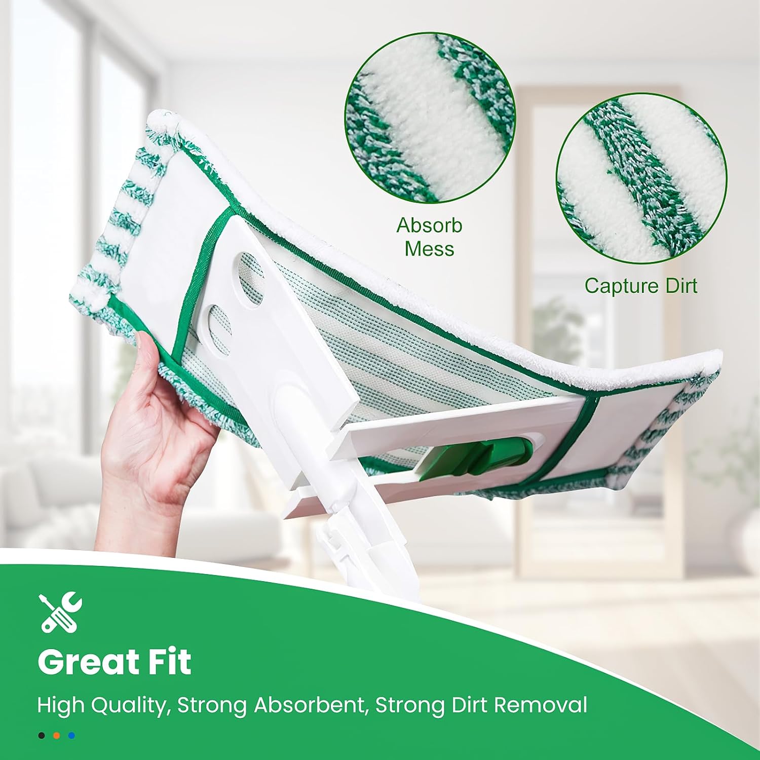 4 Pack Microfiber Mop Heads for Libman Microfiber Floor Mop, Mop Pads Refills for Libman Mop Head V1258-DP02-F-268