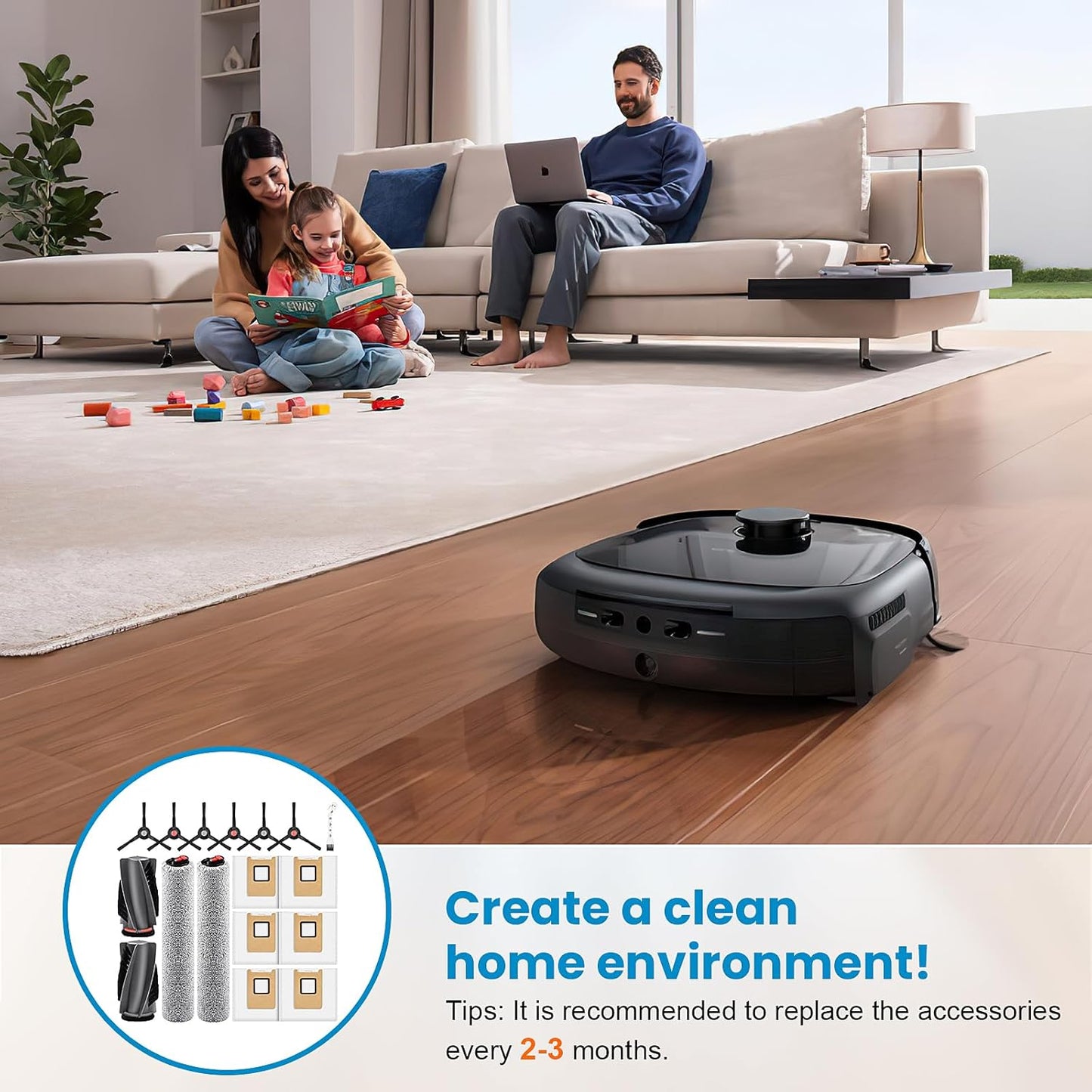 Accessories Kit Compatible with eufy E28 Omni / E25 Omni Robot Vacuum, Replacement Parts Include 1 Set (2) V1258-DP02-F-275