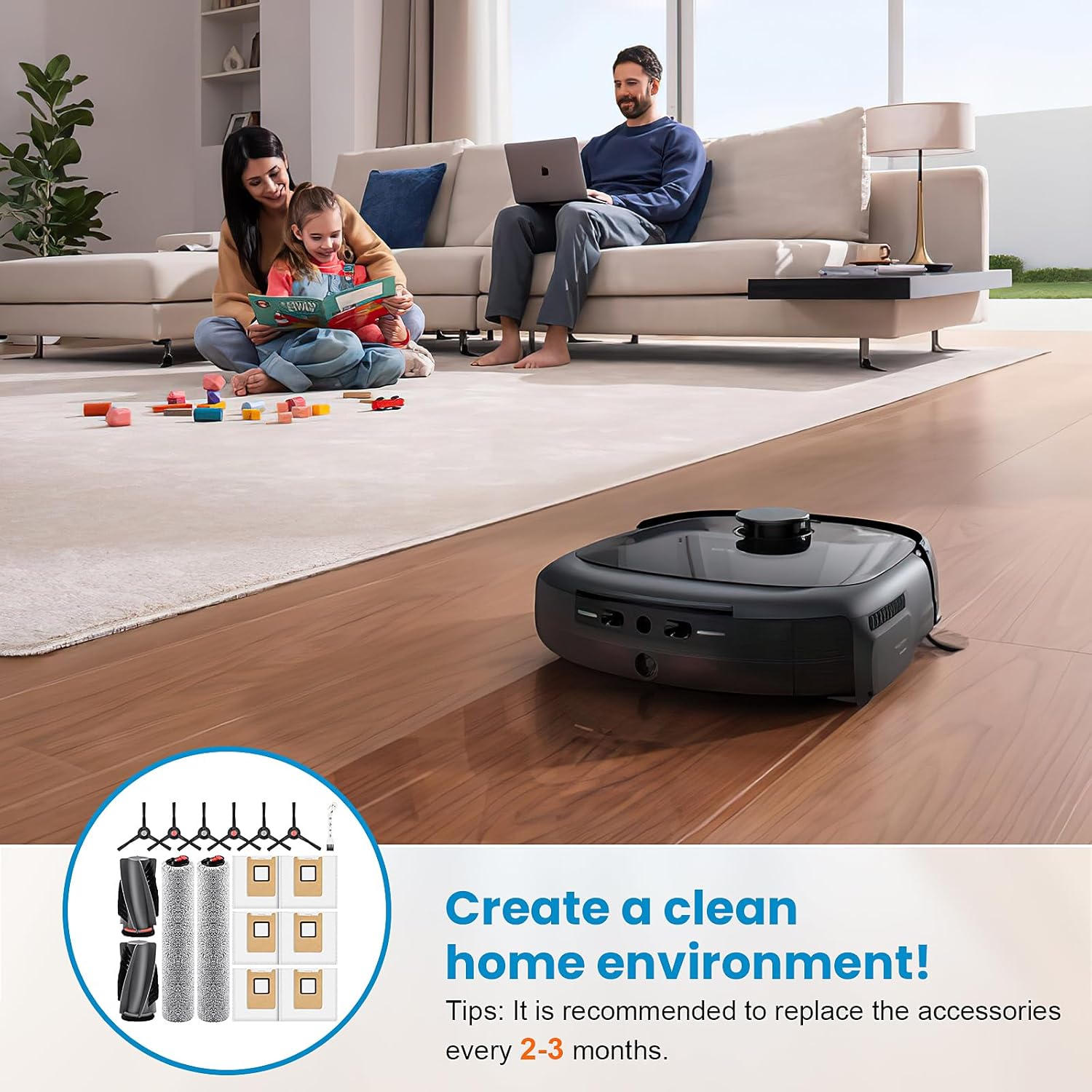 Accessories Kit Compatible with eufy E28 Omni / E25 Omni Robot Vacuum, Replacement Parts Include 1 Set (2) V1258-DP02-F-275