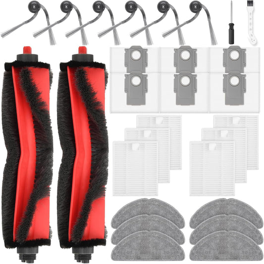 28 Pcs Replacement Parts for Roborock Q7 M5+ / Q7 L5+ Robot Vacuum Cleaner, Accessories Kit Include 2 Main V1258-DP02-F-281
