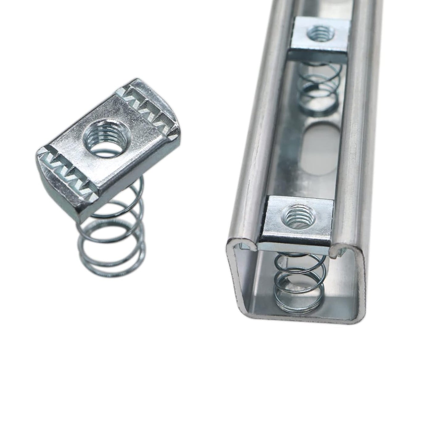 (100) Strut Channel Nuts, 3/8-16 Spring Channel Nuts with Zinc Electroplate Finish, Long Spring Nuts Great V1258-DP02-F-285