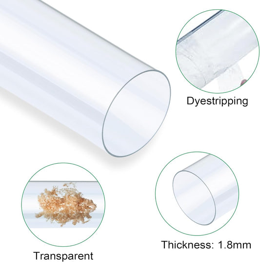 Xadnitu 4 Pieces 2-1/2" x 36" Clear Rigid Pipes, Plastic Round Tubes with Strap Clamps for Home, Garden, V1258-DP02-F-293
