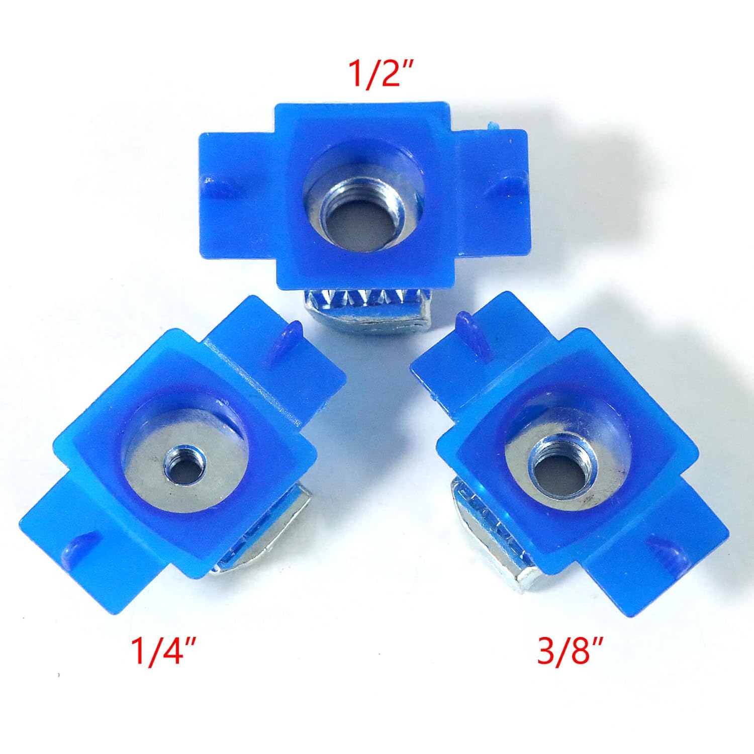Xadnitu 100 Pieces 1/4"-20 Strut Channel Cone Nuts with Nylon Blue Tab, Thickened Unistrut Squeeze Nuts for V1258-DP02-F-299